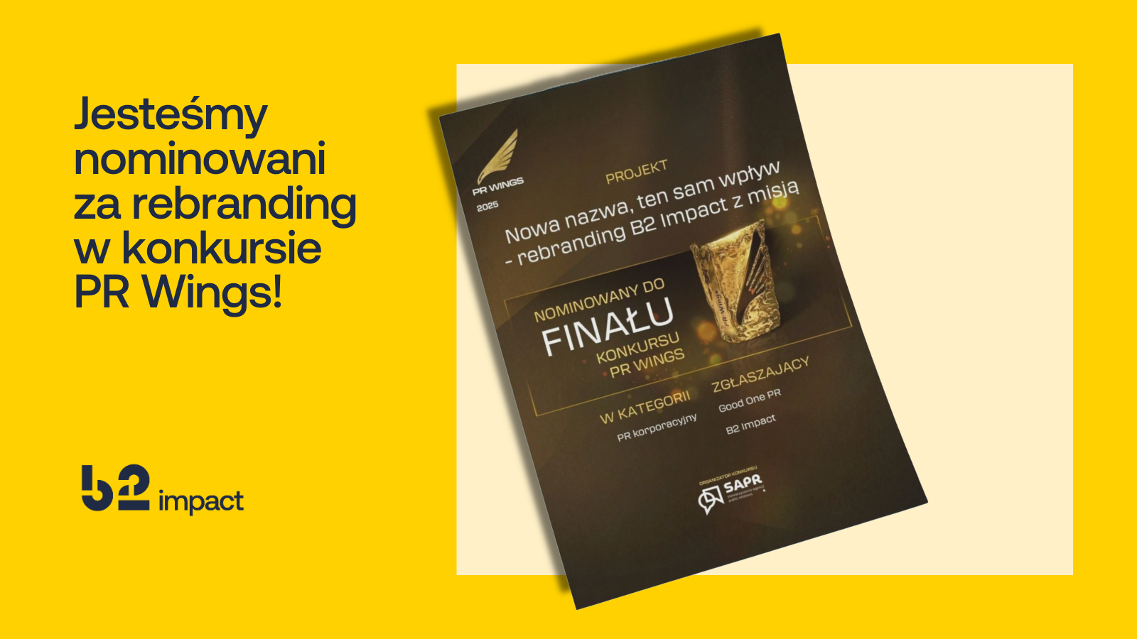 Nominacja do PR Wings 2025 za komunikację rebrandingu Ultimo w B2 Impact